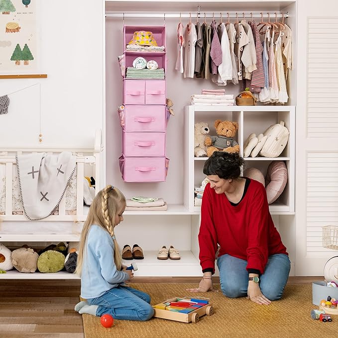 GRANNY SAYS Hanging Closet Organizers and Storage, 6 Shelves Closet Hanging Organizer with 6 Side Pockets, 5 Drawer Storage O