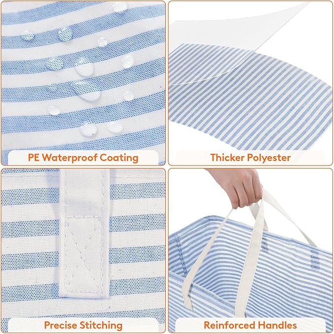 Lifewit 2 Pack Laundry Basket 100L Each, Collapsible Clothes Hamper with Reinforced Handles, Freestanding Waterproof Design f