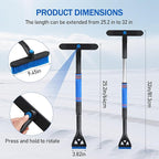 32'' Snow Brush and Ice Scraper for Car Windshield, Aluminum Extendable Snow Removal Tool for Car Window with with Foam Grip and 360° Pivoting Brush Head for for Cars, SUV & Trucks(1pack)