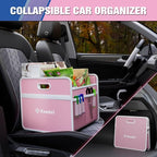K KNODEL Car Trunk Organizer, Foldable Organizer for Car, Automotive Consoles & Organizers, Storage with Reinforced Handles (Small, Pink)