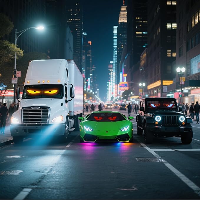 2PC Devil Eyes LED Lights for Car/Truck/SUV Windshield - 23.6"x4.71", App Control, IP68 Waterproof, USB-Powered