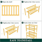 Smiry Shoe Rack, 4 Tier Small Bamboo Shoe Organizer, Stackable Free Standing Wooden Shoe Storage Shelf for Closet, Entryway, 