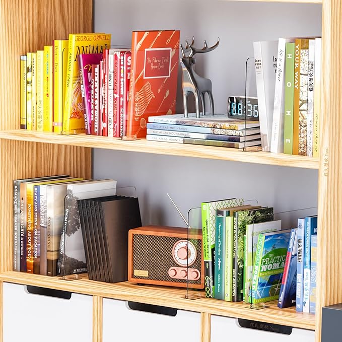 Yieach 6 Pack Acrylic Shelf Dividers for Closet Organization - Suitable for All Cupboard,Wood Shelves -Clear Closet Dividers 