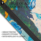 Cartoon Passport Holder and Luggage Tag Set Artistic PU Leather Passport Cover Wallet with Funny Luggage Tag for Travel Suitc
