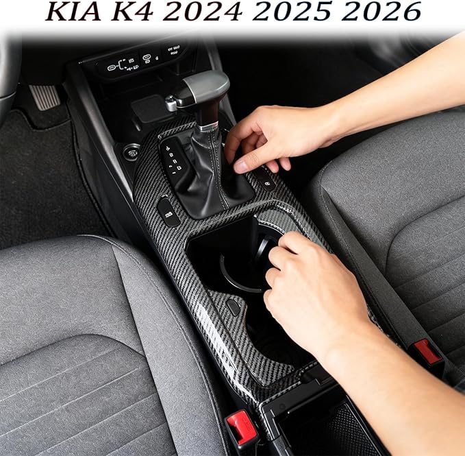Center Console Frame Cover,for Kia K4 2024 2025 2026, Gear Shift Panel,Cup Holder Trim - Carbon Fiber Protective Accessories