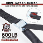 Cartman 1" x 12' Lashing Straps Cargo Tie-Down Strap Up to 600lbs, 6pk in Carry Bag, Black