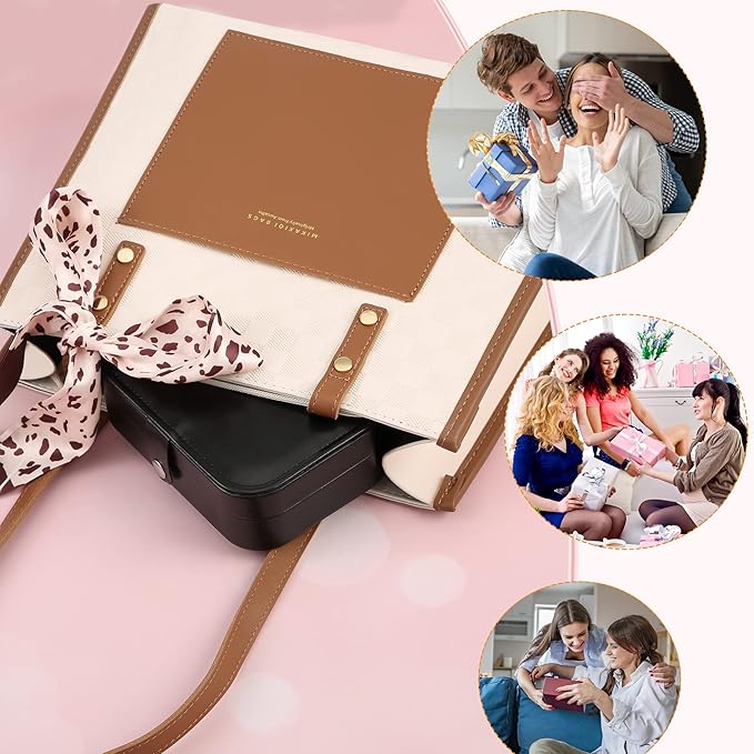 Travel Jewelry Box, PU leather Small Jewelry Organizer For Female Girls, double layer portable mini travel case for storing e