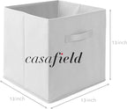 Casafield Set of 6 Collapsible Fabric Cube Storage Bins, White - 13" Foldable Cloth Baskets for Shelves, Cubby Organizers & M