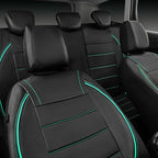 CAR PASS Universal FIT Piping Leather Car Seat Cover, for suvs,Van,Trucks,Airbag Compatible,Inside Zipper Design and Reserved Opening Holes (Full Set, Black and Mint)