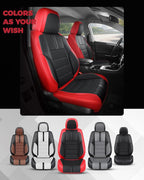 FREESOO Red Black Front Car Seat Covers - Faux Nappa Leather Seat Covers for Cars, with Carbon Fiber Texture Seatbelt Pads, I