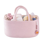 Baby Diaper Caddy Organizer for Girl Boy Rope Nursery Storage Bin Basket Portable Holder Tote Bag for Changing Table Car Trav
