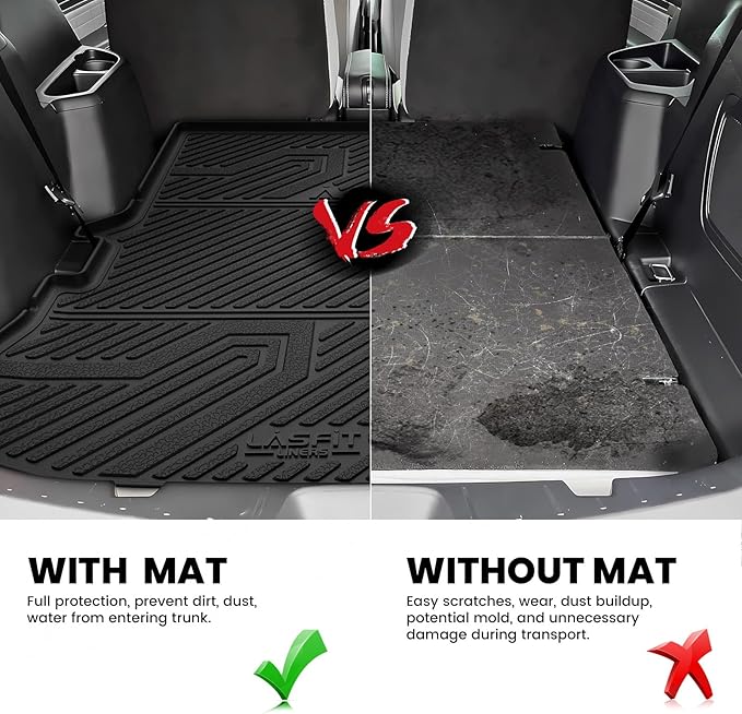 LASFIT Trunk & Backrest Mat for Ford Explorer 2011-2019, Custom Fit All Weather Protector TPE One-Piece Design Easy Installation Trunk with Seatback Mat, 1pc Black