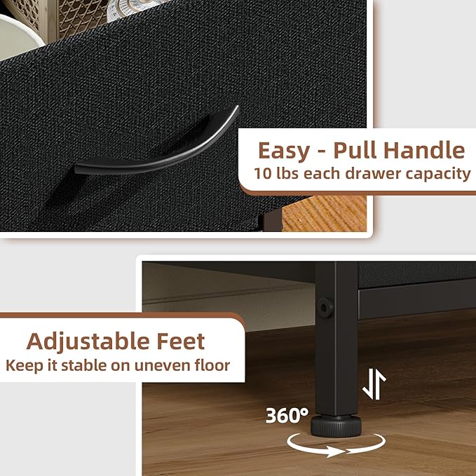 Somdot Tall Dresser for Bedroom with 6 Drawers, Storage Organizer Chest of Drawers with Removable Fabric Bins for Closet Beds