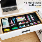 Vtopmart 25 PCS Office Desk Drawer Organizers Set, 4-Size Versatile Plastic Drawer Organizer Trays, Storage Bins for Desk Acc