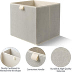 Storage Baskets, 11.8-Inch Woven Fabric Bins, Storage Cubes with Reinforced Handles, Organizer Bins for Closet Shelves, Folda