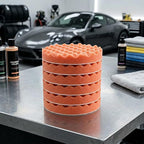 Fasmov 8 Pack 6" Buffing Polishing Pads Waffle Buffing Pads, Orange Microfiber Buffing Pads Cutting Polishing Pad, Foam Polish Pad for Car Buffer Polisher Compounding, Polishing and Waxing