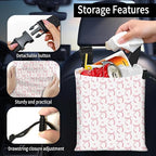 Car Trash Bag Large Hanging Can for Back of Seat, Cute Waterproof Car Garbage Bag for Vehicle, Travelling, Outdoor Cute Pink Bow Heart