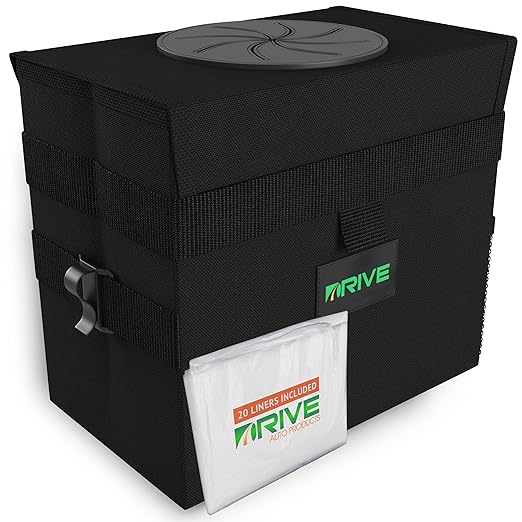 Drive - Collapsible Car Trash Can with 20 Bags - Leakproof, Black, Medium