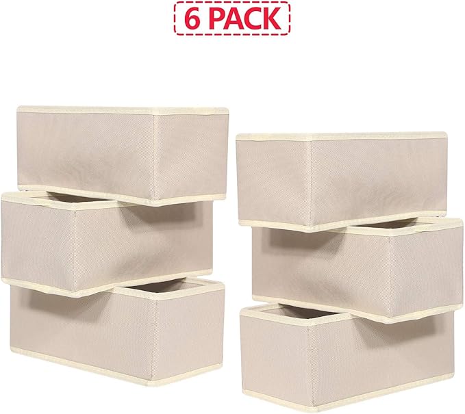 DIOMMELL 6 Pack Foldable Cloth Storage Box Closet Dresser Drawer Organizer Fabric Baskets Bins Containers Divider for Clothes
