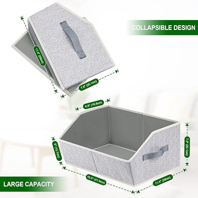 Homsorout Closet Organizers Bins 6 Packs - Large Closet Shelf Organizer with Handles, Fabric Trapezoid Storage Bins, Collapsi