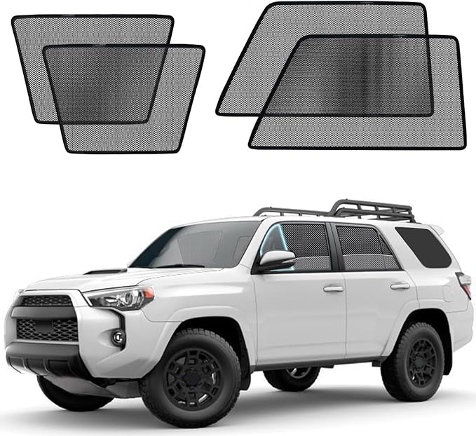 4Runner Specific Side Window Sun Shades, 2011-2023 Vehicle Interior Shade for Baby Mesh Covers, Breathable, UV Protection and Heat Insulation (4Runner(2011-2023), Front+Rear side-4pcs)