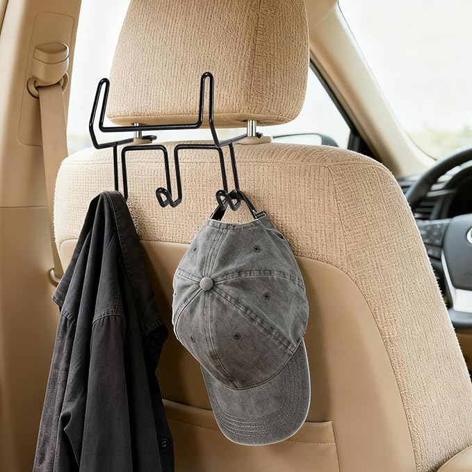 2 Pcs Hard Hat Holder for Truck, Car Holder Organizer with 5 Hooks Car Seat Back Organizers for Caps Jacket Tool Bag Safety Helmet Hard hat Accessories for Men and Women
