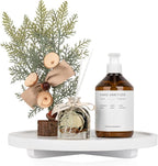 Round Decorative Tray Wood Bathroom Counter Organizer Farmhouse Kitchen Decor Wooden Riser for Soap Dish, Perfume, Candle, Sp