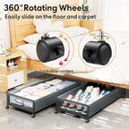Under Bed Storage with Wheels，1 Pack Under Bed Storage Containers,Underbed Shoe Storage Bedroom