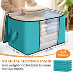 Fab totes 24 Gallons Clothes Storage, Foldable Thick Fabric Blanket Storage Bags, Containers for Organizing Bedroom, Closet, 