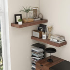 Deep Floating Shelves | 36 Inch Walnut Floating Shelves Set of 2 | 12 Inch Deep Rustic Wood Shelves for Wall | 36" W x 12" D 
