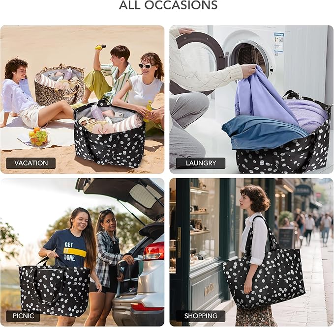 KALIDI 60L Extra Large Duffle Bag, Beach Tote Zipper Utility Oversized Weekender Carrier Travel Shopping Reusable Grocery Bag