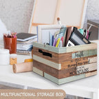 Retro Farmhouse Christian Bible Basket Foldable Storage Bins Box with Handles, Matthew 17:20 Bible Verse Religious Collapsibl