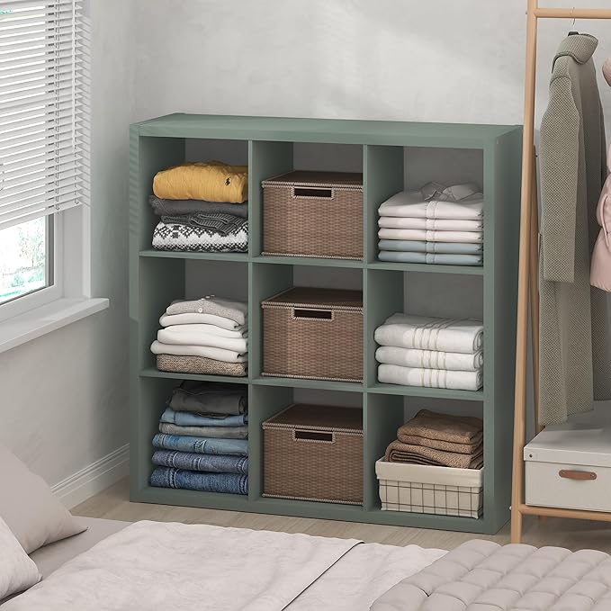 Furinno Cubic Closet Organizers and Storage, 9-Cube Closet Organizer, Open Shelf Closet Storage, Extra Thick Frame for Wardro