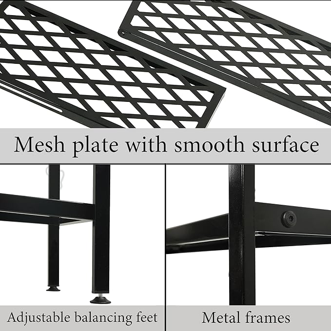 Shoe Rack, Expandable Shoes Organizer Metal Shelf Stand, 2 Tier Stackable Long Shoe Storage Holder For Closet, Floor, Entrywa