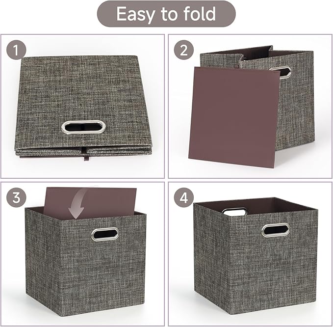 Posprica Storage Basket Bins,13×13 Foldable Storage Boxes Containers for Closet Organizer Shelf Cabinet Bookcase,Thick Fabric