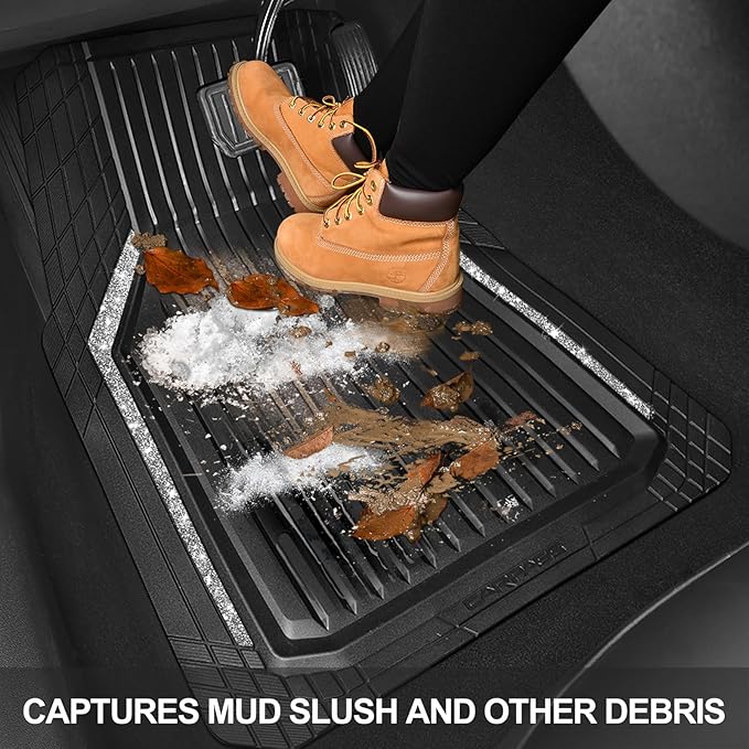 CAR PASS Glitter Heavy Duty Rubber Floor Mats for Car, Waterproof Liner Deep Dish Bling Car Mats Full Sets, Universal Trim to Fit for SUV Truck Sedans Vans, All Weather Floor Mats, Silver Sparkly