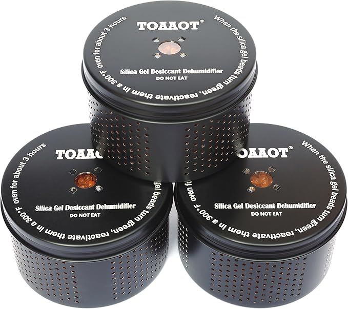 Gun Safe Dehumidifier 200g - Small Reusable Indicating Silica Gel Canister, Portable Moisture Absorber Prevents Corrosion