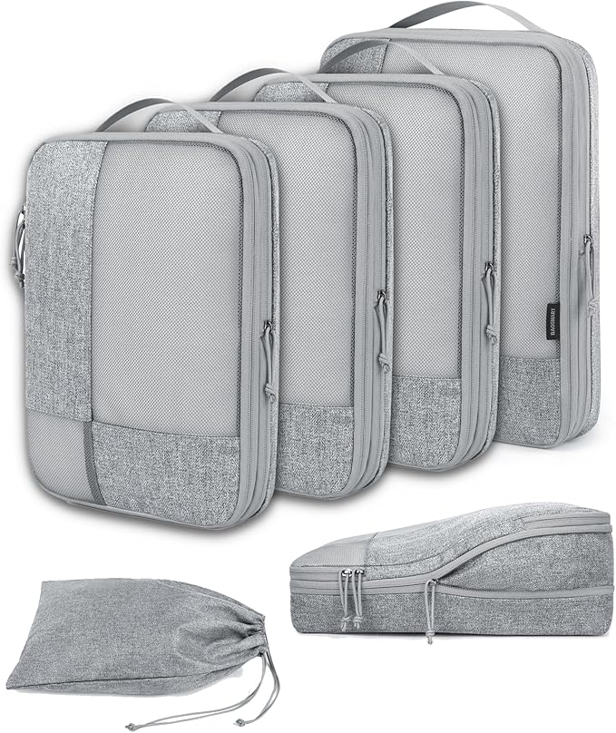 BAGSMART Compression Packing Cubes for Travel, 6 Set Packing Cubes for Carry on Suitcases, Compression Travel Cubes & Suitcas