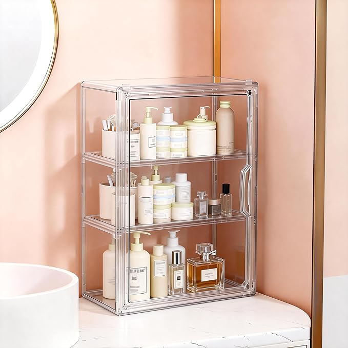 Wall Mount Adhesive Medicine Cabinet,Waterproof Small Bathroom Wall Cabinet with Detachable Partitions,Self Adhesive Farmhous