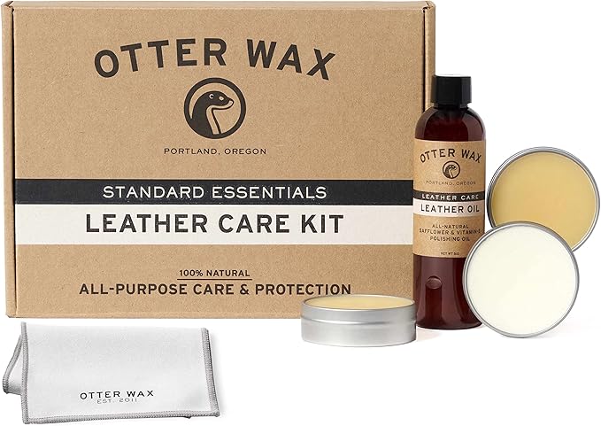Otter Wax Leather Care Kit | 100% All-Natural Leather Care Products | Made In The USA | Includes Saddle Soap & Leather Salve 
