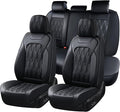 Coverado Car Seat Cover, Black Luxury Seat Cover for Cars, Premium Nappa Leather Seat Covers Full Set with Embossed Pattern, 