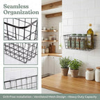 2 Set Adhesive Hanging Wall Basket Inside Cabinet Door Organizer,Wall Storage Basket-No Drilling Adhesive wall Basket for Cup