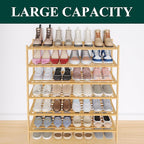 Smiry Long Bamboo Shoe Rack 6-Tier, Stackable Wooden Shoe Organizer for Entryway & Closet, Free Standing Wood Shoe Storage Sh