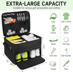 Golf Trunk Organizer, 2 Layers Golf Accessories Bag for Men, Waterproof Car Golf Storage Organizer with Compartment for 2