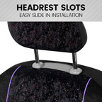 BDK Black Stardust Car Seat Covers for Front Seats, 2 Count.Glitter Pattern Front Seat Cover Set with Matching Headrest, Side