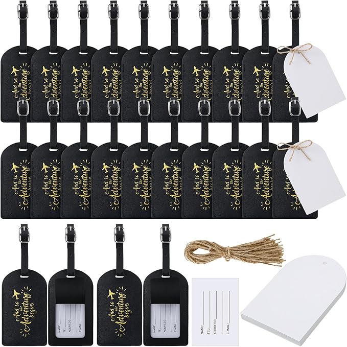 Amylove Bulk Luggage Tags Wedding Favors Adventure Begins Luggage Tags for Guests Travel Tag for Suitcase Bridal Gift 24 Pack