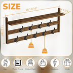 AMBIRD Coat Rack Wall Mount with Shelf, 29" Coat Hooks Wall Mounted with 9 Metal Hooks for Entryway, Bathroom, Bedroom, Livin