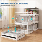 HYBRIDEAS 3-Pack Clear Stackable Storage Bins with Lids Magnetic Doors Open Front Foldable Folding Plastic Craft Containers L