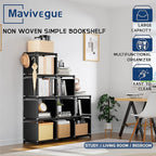 Mavivegue Book Shelf, 9 Cube Storage Organizer, DIY Bookcase, Metal Cube Bookshelf, Tall Book case for Bedroom, Living Room,O