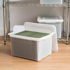 IRIS USA File Box, Plastic File Organizer with Lids for Letter/Legal File, Portable Document Box For Moving, Storage Bin with